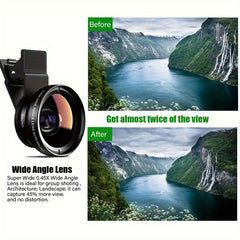 2 in 1 HD Smartphone Camera & Lens Wide Angle Telephoto 1x Magnification
