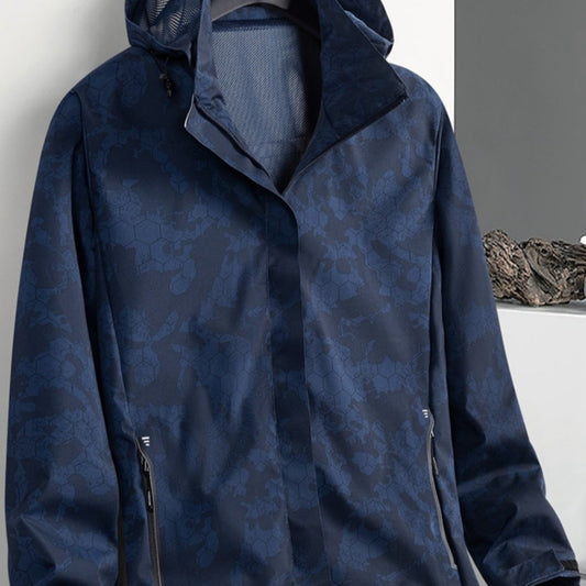 Men's Printed Zip Pocket Hooded Jacket - Small Size & Order Size Up