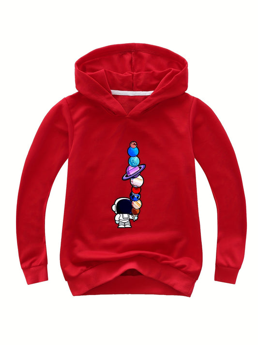 Astronaut Pattern V Neck Sweatshirt for Girls