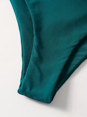 Dark Green Criss Cross Tie Back Bikini Swimsuit