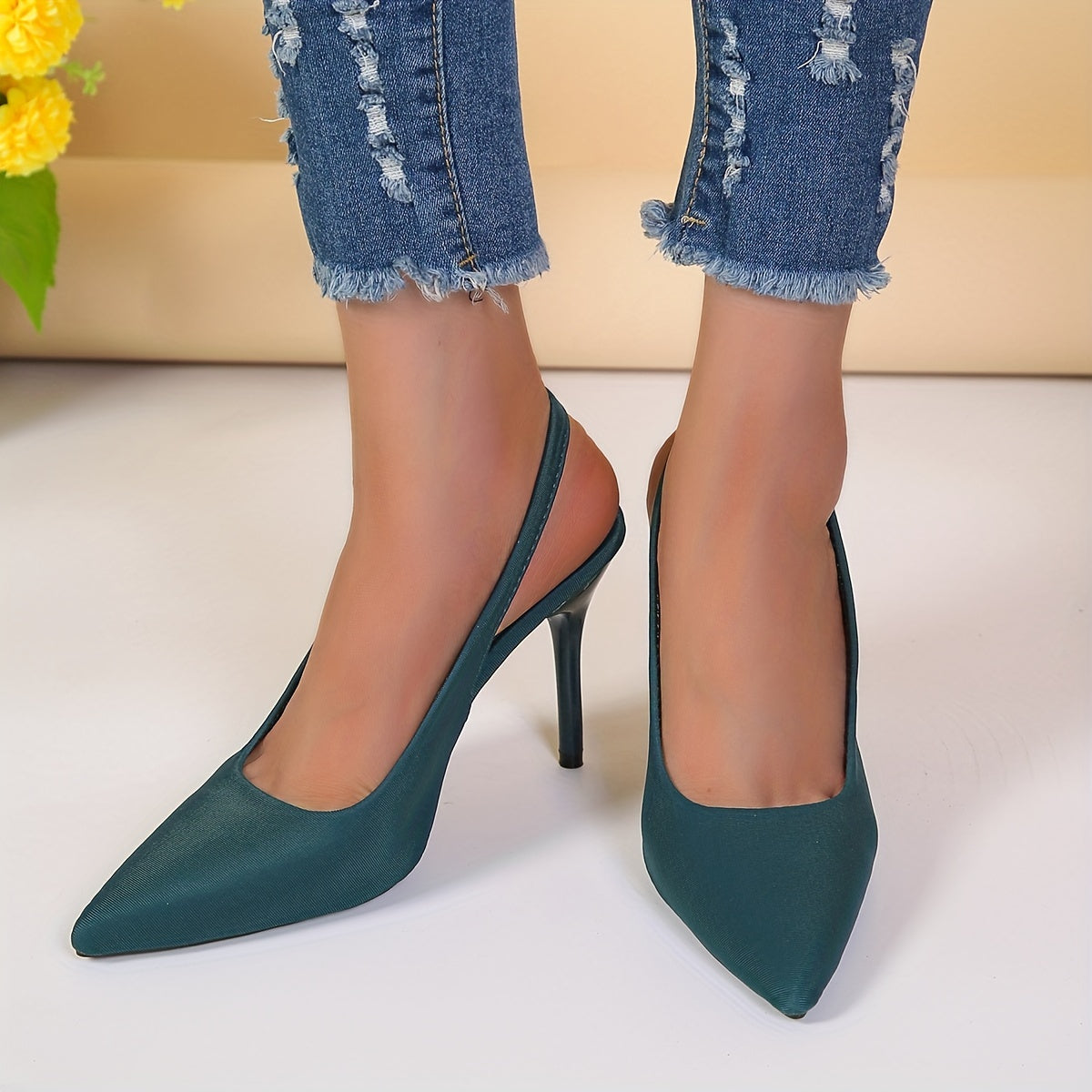Women's Stiletto Heels Slingback Pumps Buckle Strap - Point Toe