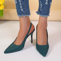 Women's Stiletto Heels Slingback Pumps Buckle Strap - Point Toe