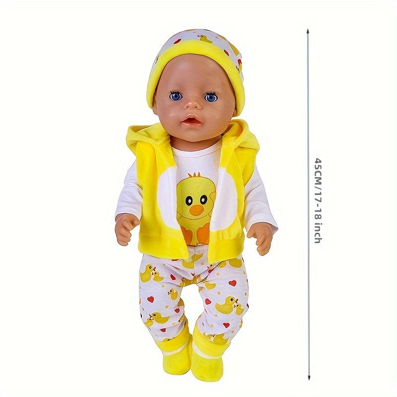 5pcs Yellow Duck Doll Clothes Set for 43-45cm Newborn Dolls