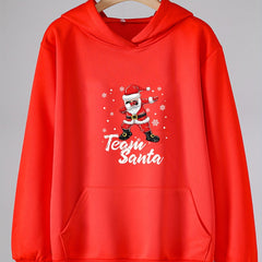 Girls Santa Claus Cartoon Hooded Sweatshirt Top