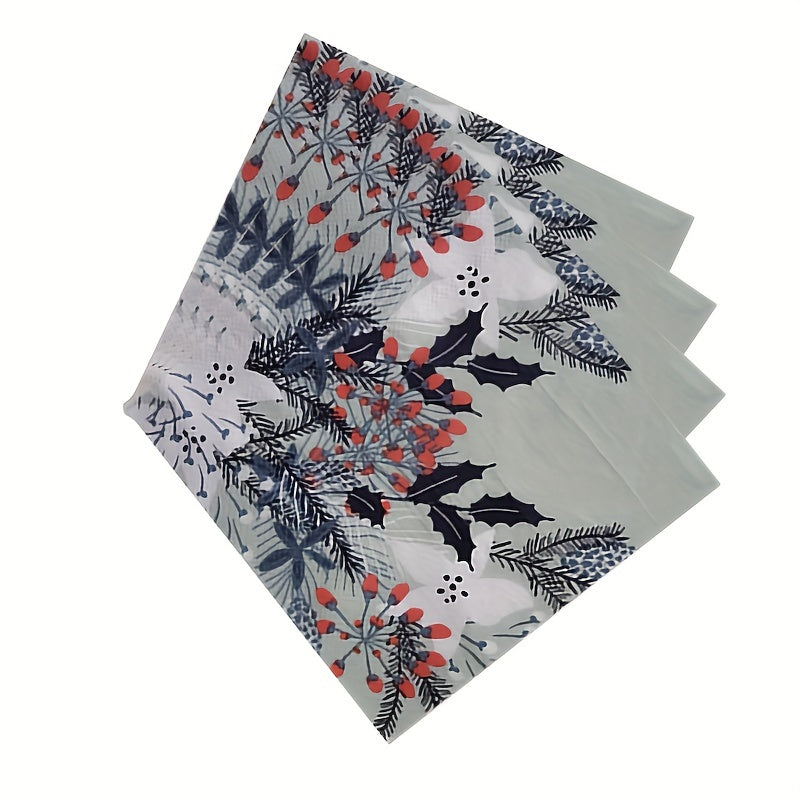 20pcs Green Floral Pattern Party Napkins - Party Decoration Supplies