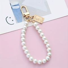 Retro Pearl Key Chain Small Pendant Alloy Key Chain Mobile Phone Chain