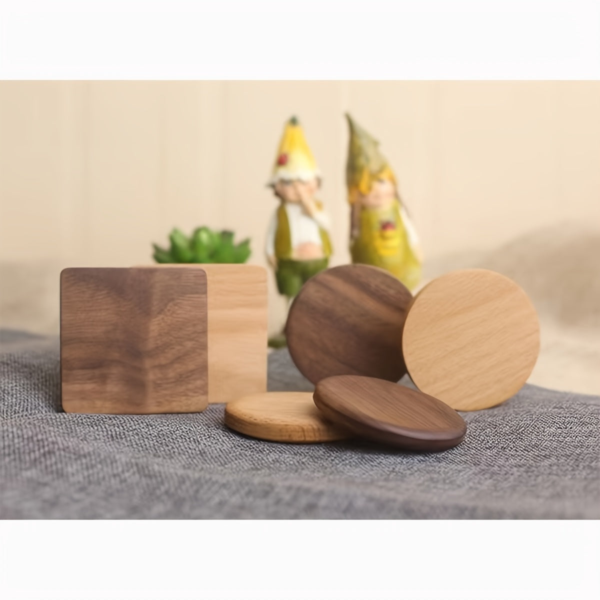 2pcs Wooden Coaster Set for Tea & Coffee, Heat Insulation Mats