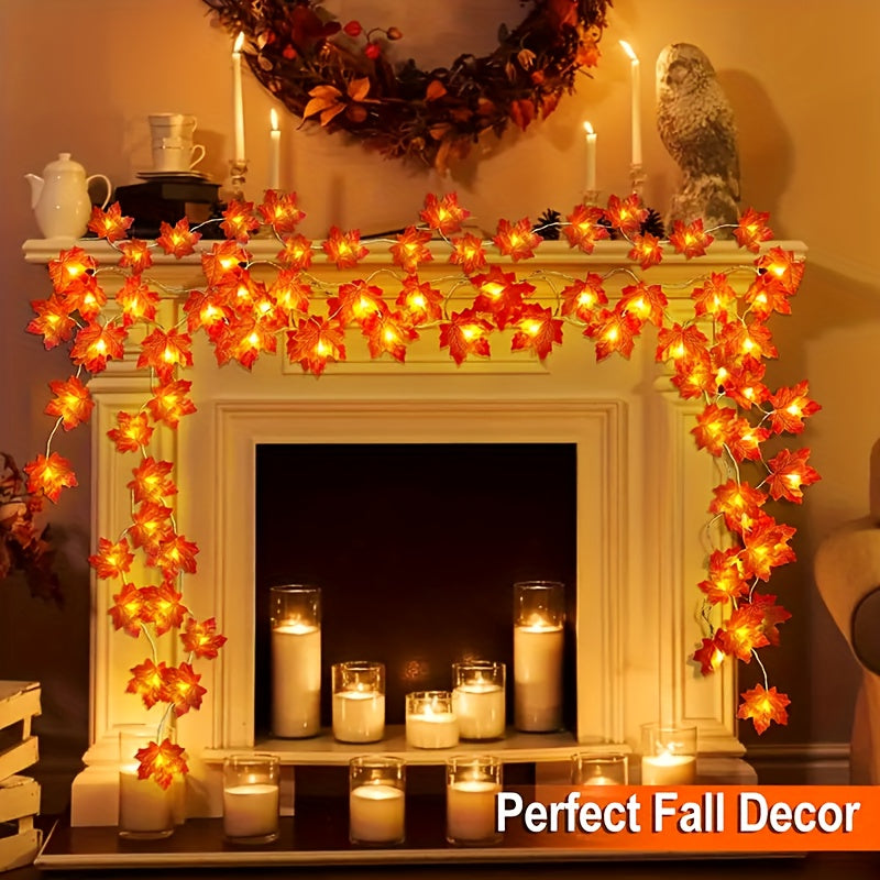 Fall Halloween Lights 40 LED Waterproof Maple Leaf Garland