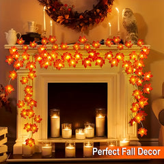 Fall Halloween Lights 40 LED Waterproof Maple Leaf Garland