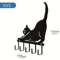 Cat Key Holder Wall Mount Metal Home Decor Funny Cat Lover Women