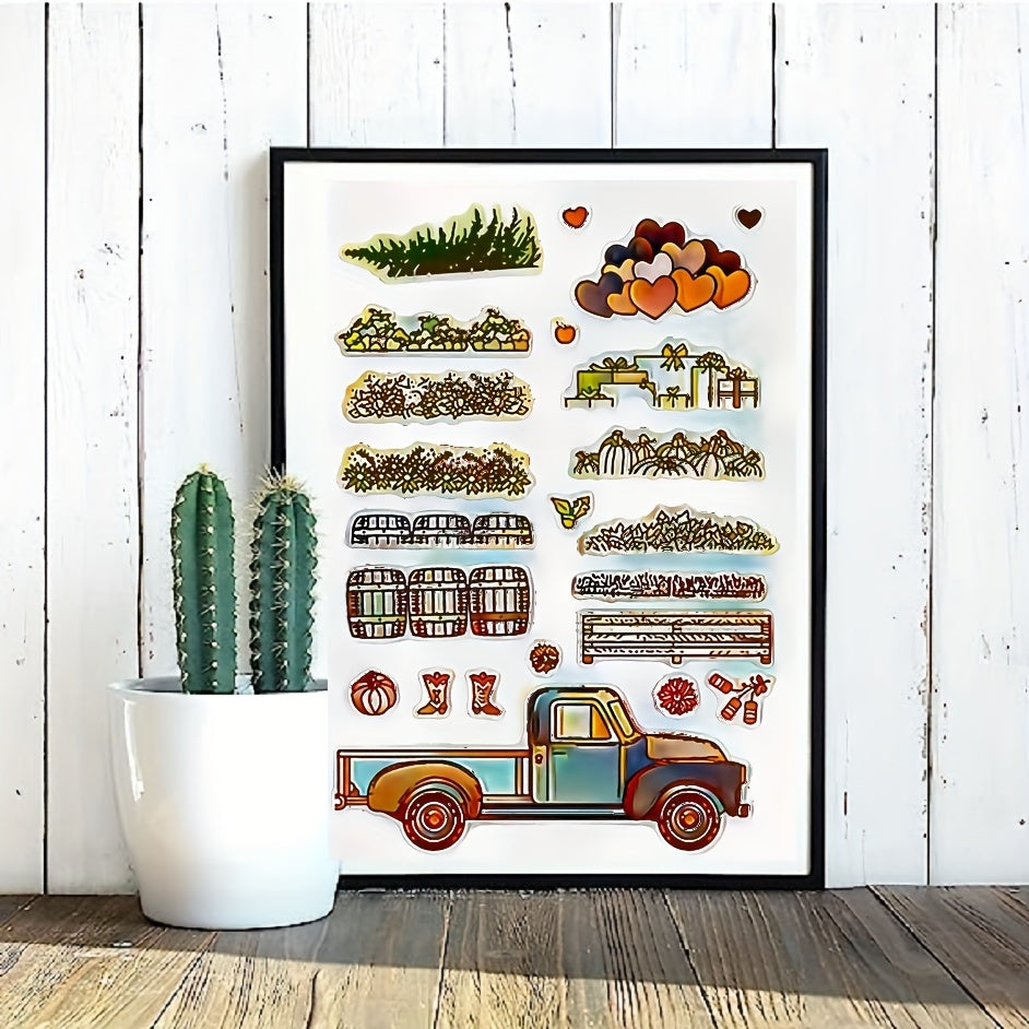 Truck Grass Love Stamps And Dies for Card Making Flowers