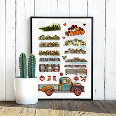 Truck Grass Love Stamps And Dies for Card Making Flowers