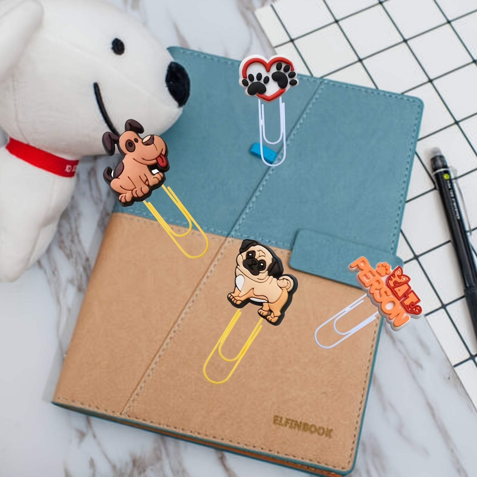 6pcs Cartoon Rubber Bookmark Clip Cute Stationery