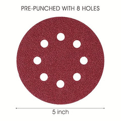 50pcs 5 8 Holes Sanding Discs 60-600 Grits Hook & Loop Random Orbital Sanders