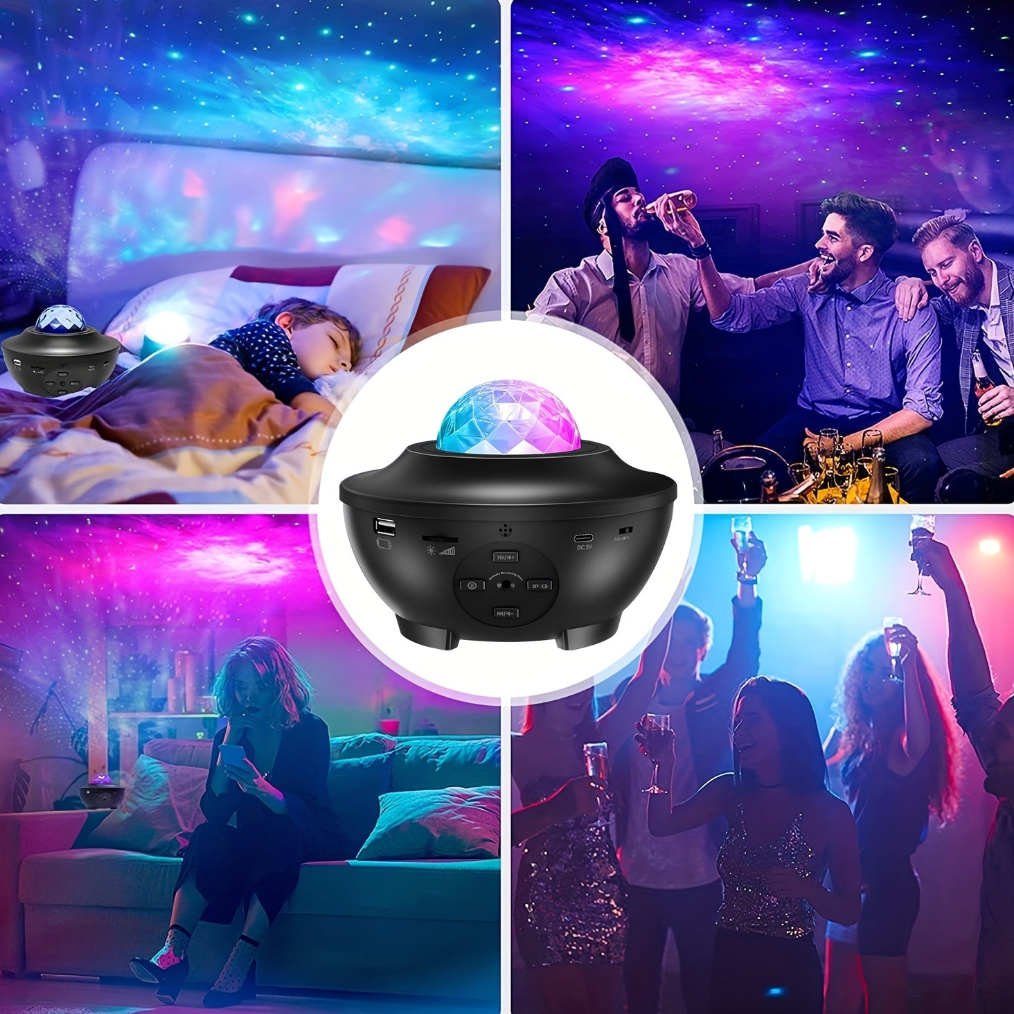 Star Projector Galaxy Night Light Remote Control Music Speaker