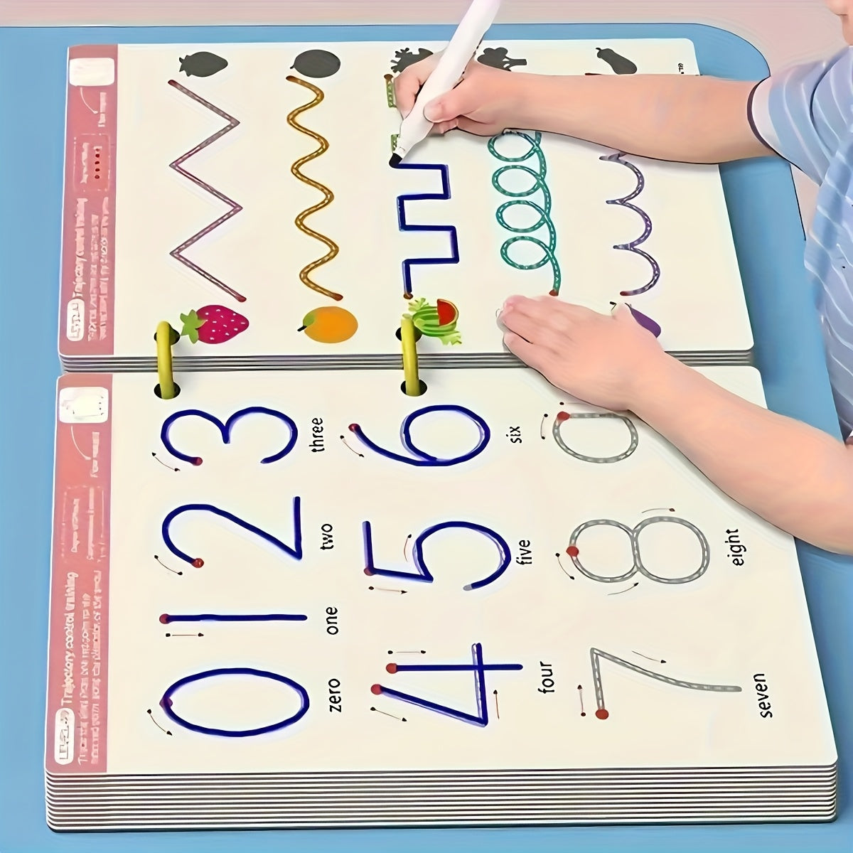 Kids Reusable Educational Practice Book with Erasable Writing Tools
