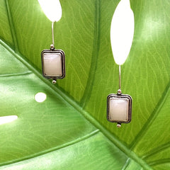 Moonstone Sapphire Drop Earrings Bridal Jewelry