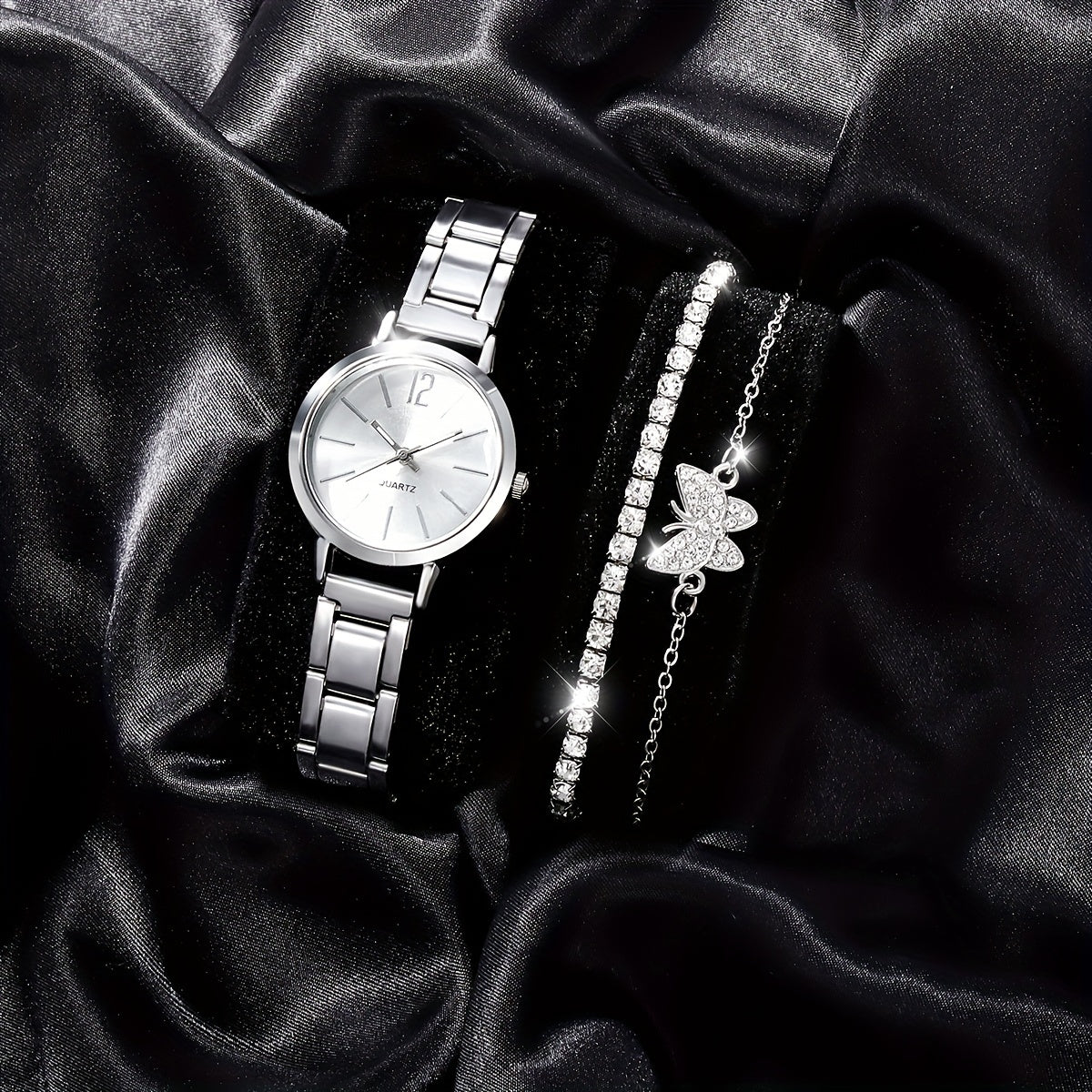 3pcs Small Fresh Digital Alloy Children Quartz Watch