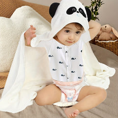 Hooded Baby Towels Soft Coral Fleece Bath Towel With Bear Ears