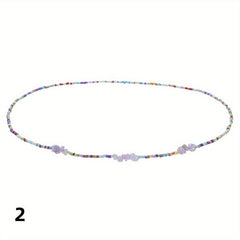 Boho Beads Waist Chain Shell Crushed Stone Decor Elastic Belly Chain