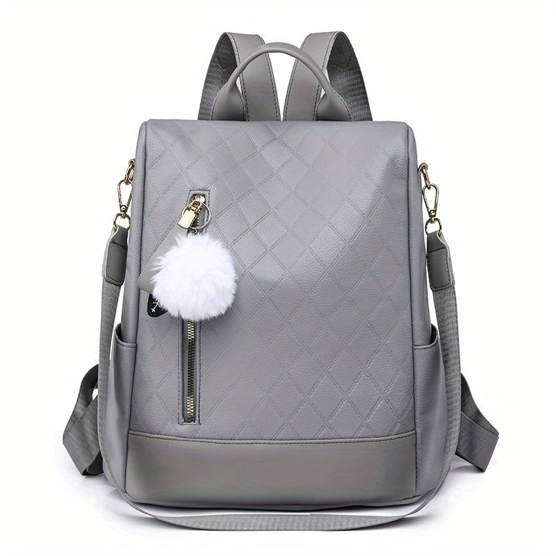 Rhombus Embossed Backpack Purse Anti-theft School Bag