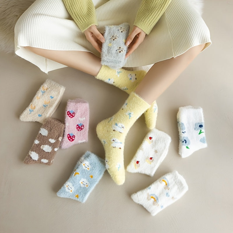 Cartoon Plush Socks Mid Tube Women's Stockings
