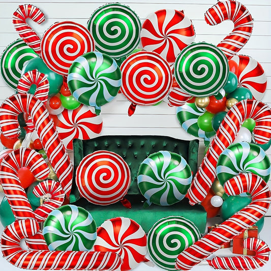 18pcs Christmas Candy Balloon Set Red Green Mylar Candy Balloon
