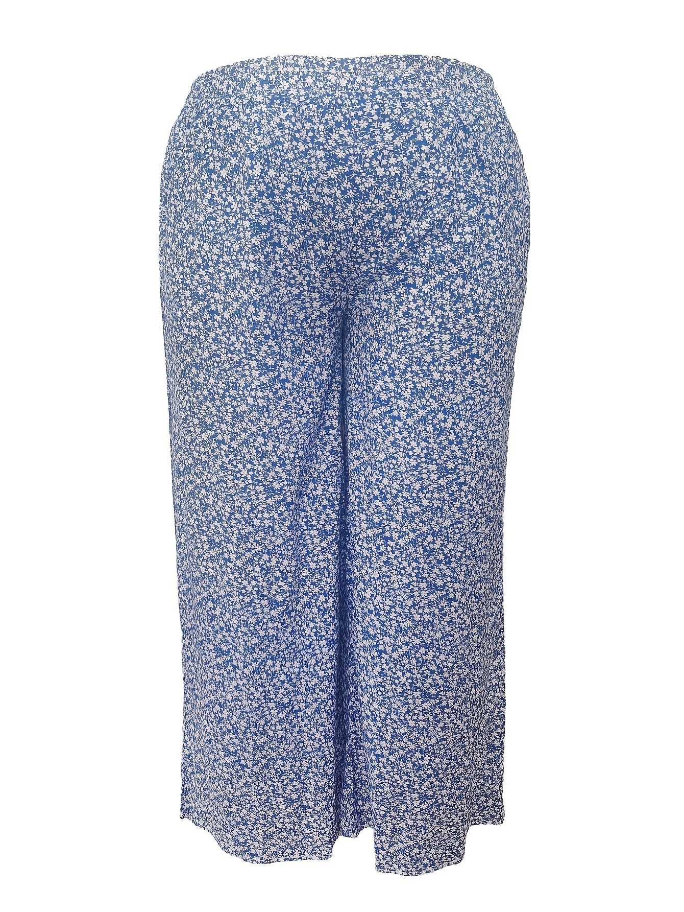  Boho Floral Print Wide Leg Pants with Pockets