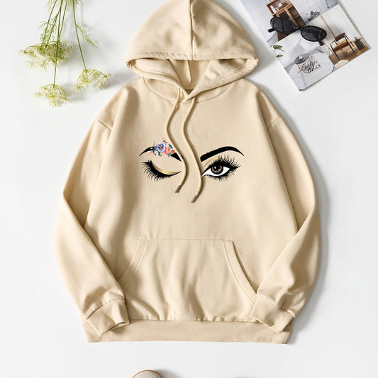 Hooded Drawstring Sweatshirt Solid Pullover with Pockets