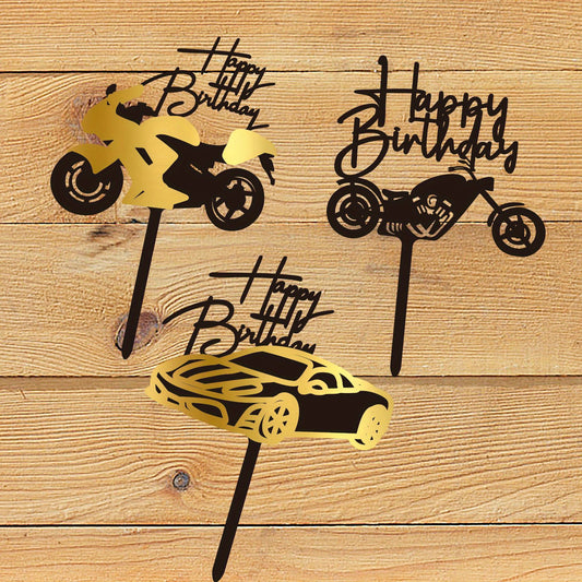 Motorcycle and Car Cake Toppers DIY Decor