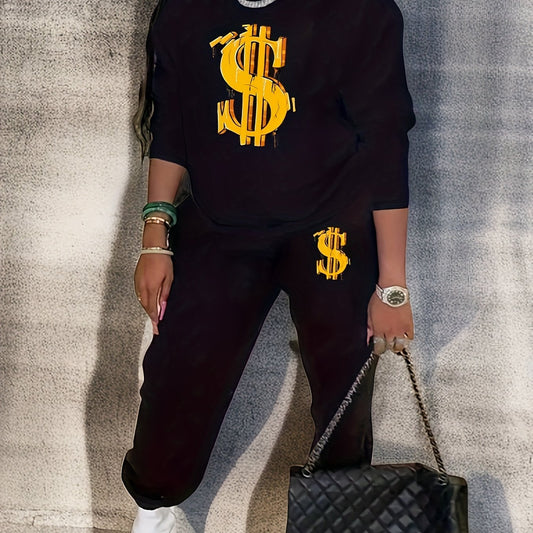 Women's Plus Graphic Print Sweatshirt & Joggers Set