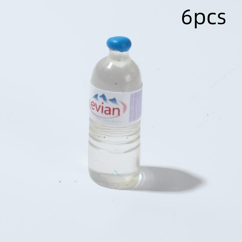 6pcs Plastic Water Bottles 1:12 Scale Dollhouse & Kitchen Decor