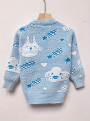 Kids Cartoon Jacquard Mink Cashmere Knit Sweater