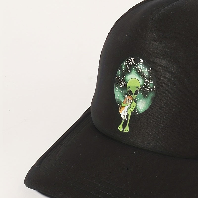 Alien Cat Trucker Hat Mesh Adjustable Baseball Cap Lightweight Sunshade Dad Hat