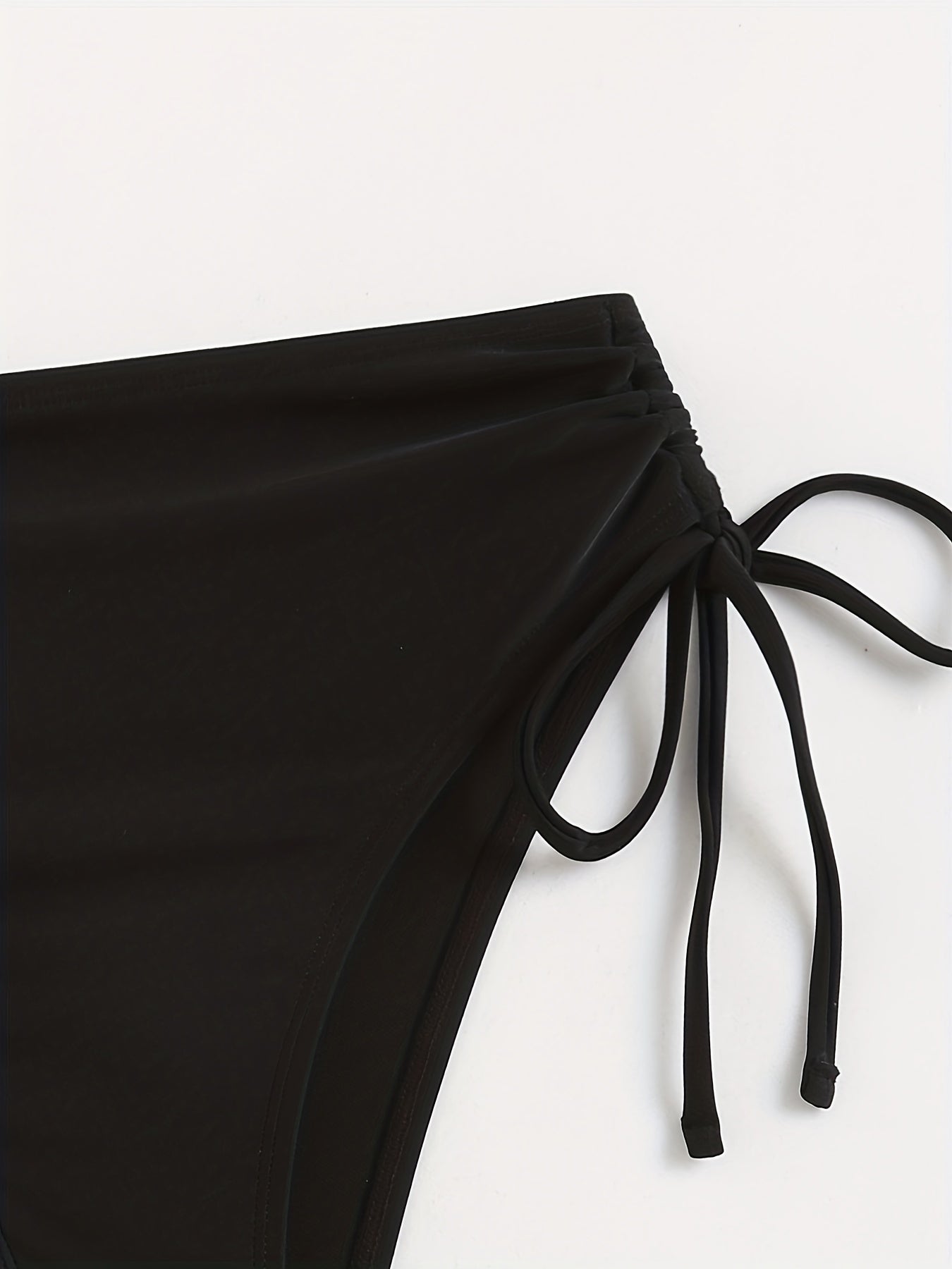 Drawstring Tie Side High Waist Bikini Bottoms