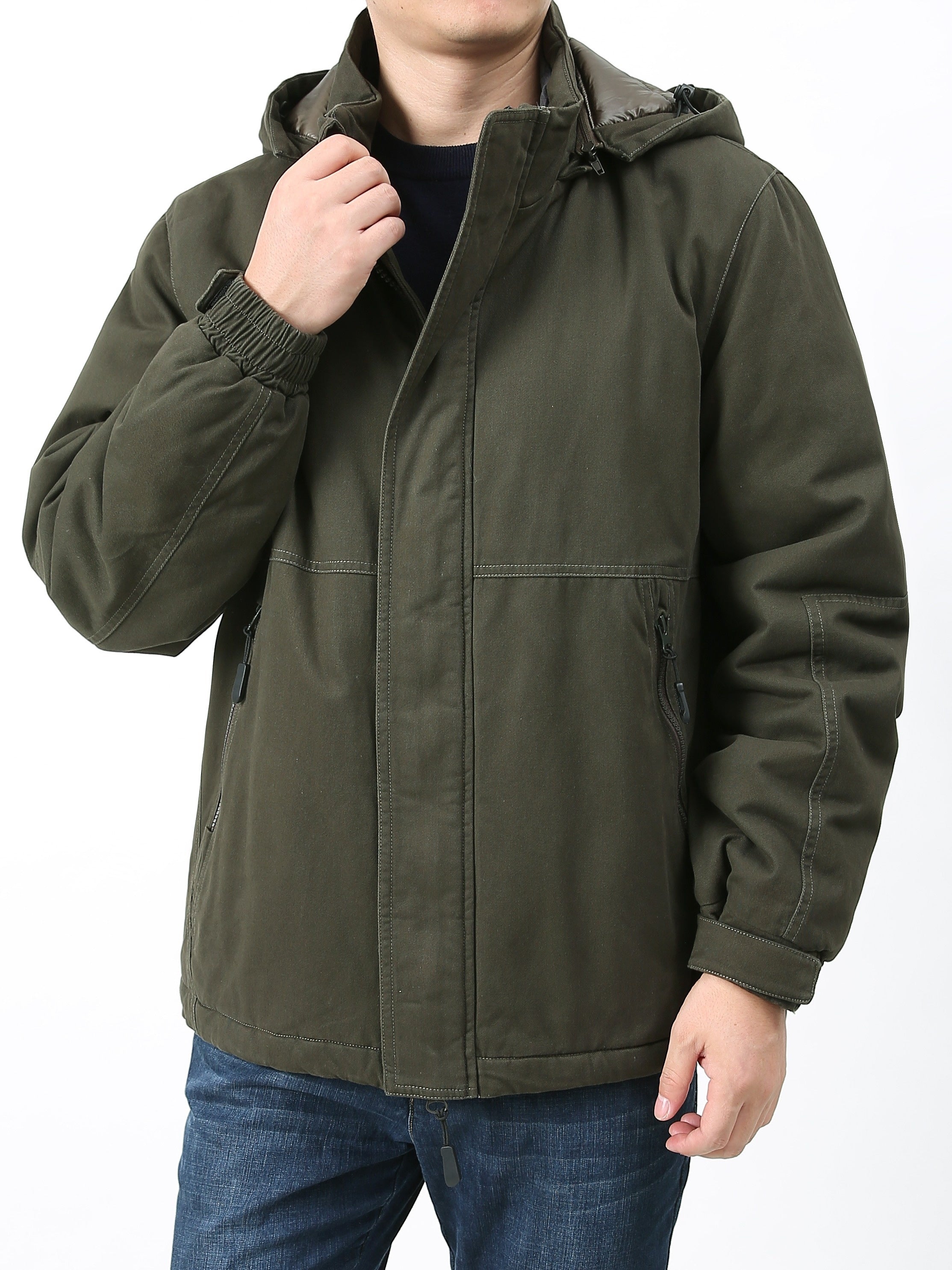 Men's Thick Warm Cotton Hooded Jacket for Winter