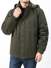 Men's Thick Warm Cotton Hooded Jacket for Winter
