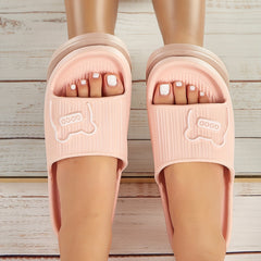 Women's Solid Slippers Open Toe Non slip Flat Indoor Bathroom Shoes