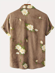 Men's Hawaiian Shirts Floral Print Short Sleeve Button Down Shirt