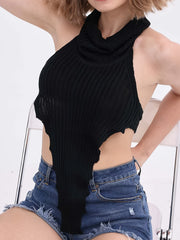 Sexy Sleeveless Knit Halter Top Women's Clothing