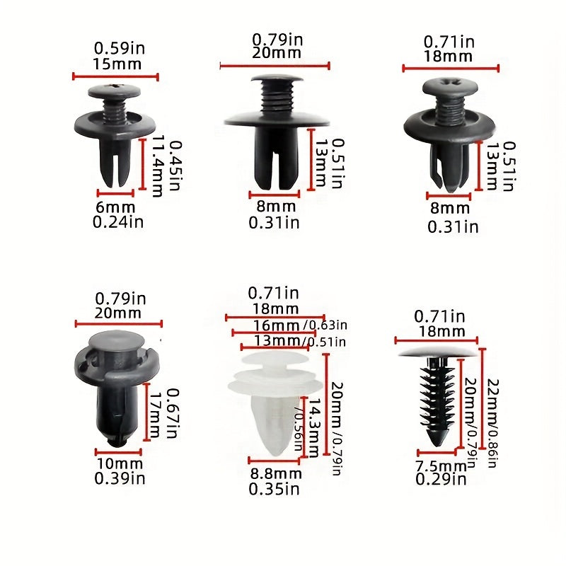100pcs Car Fixing Clips Disassembly Tools Six Sizes Door Trim Bumper Push Rivet