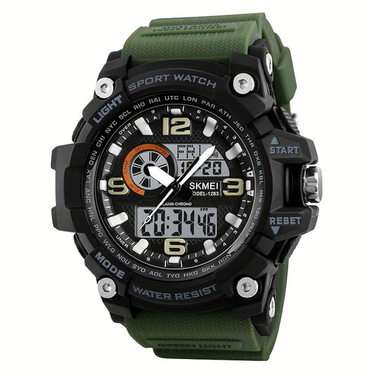 Waterproof Dual Time Electronic Watch Military Outdoor Stopwatch LED Sports