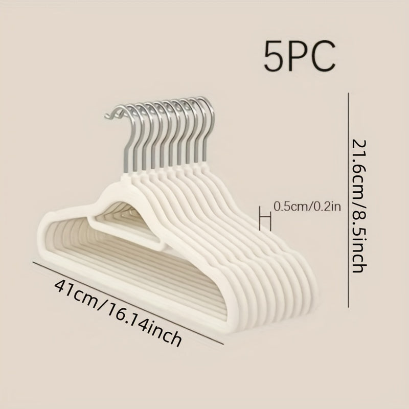 5pcs Translucent Velvet Non-slip Hangers Clothes Storage