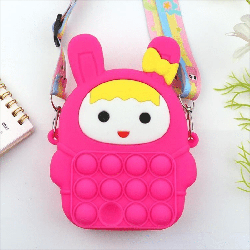 Funny Rabbit Shape Rainbow Crossbody Bag with Colorful Strap