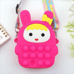 Funny Rabbit Shape Rainbow Crossbody Bag with Colorful Strap