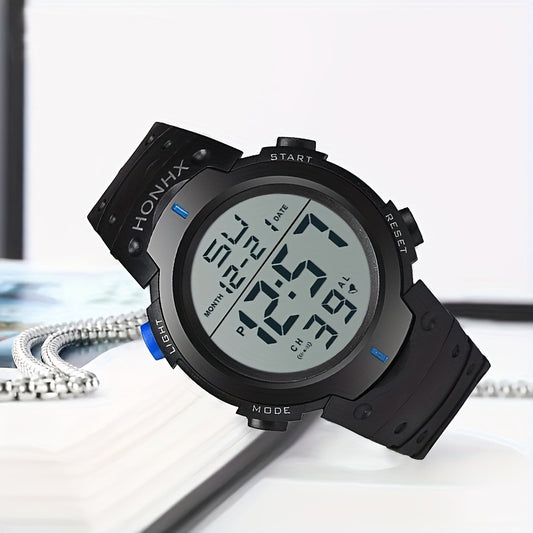Teen Sports Watch w/Digital Display Alarm Stopwatch Light Mode PVC Band