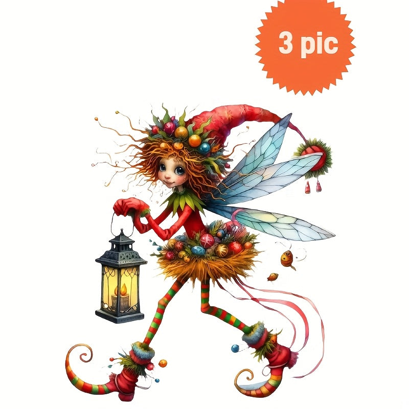 Christmas Heat Transfer Prints Set - Reindeer, Trees, Fairy Lights