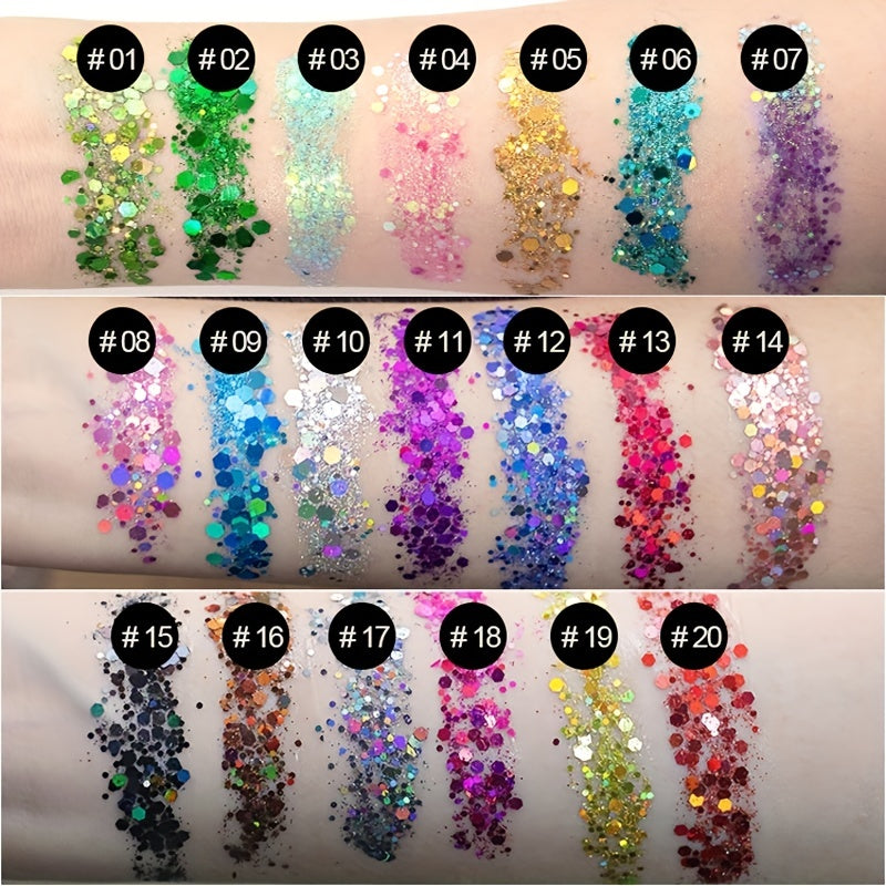 20 Colors Body Glitter Face Sequins Liquid Eyeshadow Chunky Glitter