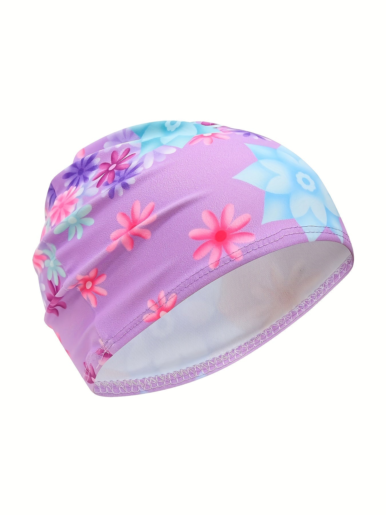 Girls 2pcs Swimsuit Tankini & Swim Cap Floral Print Bow Decor