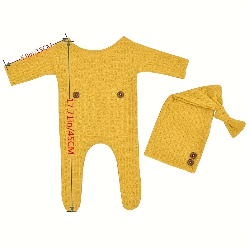 Newborn Photography Knitted Jumpsuit With Long Tail Hat